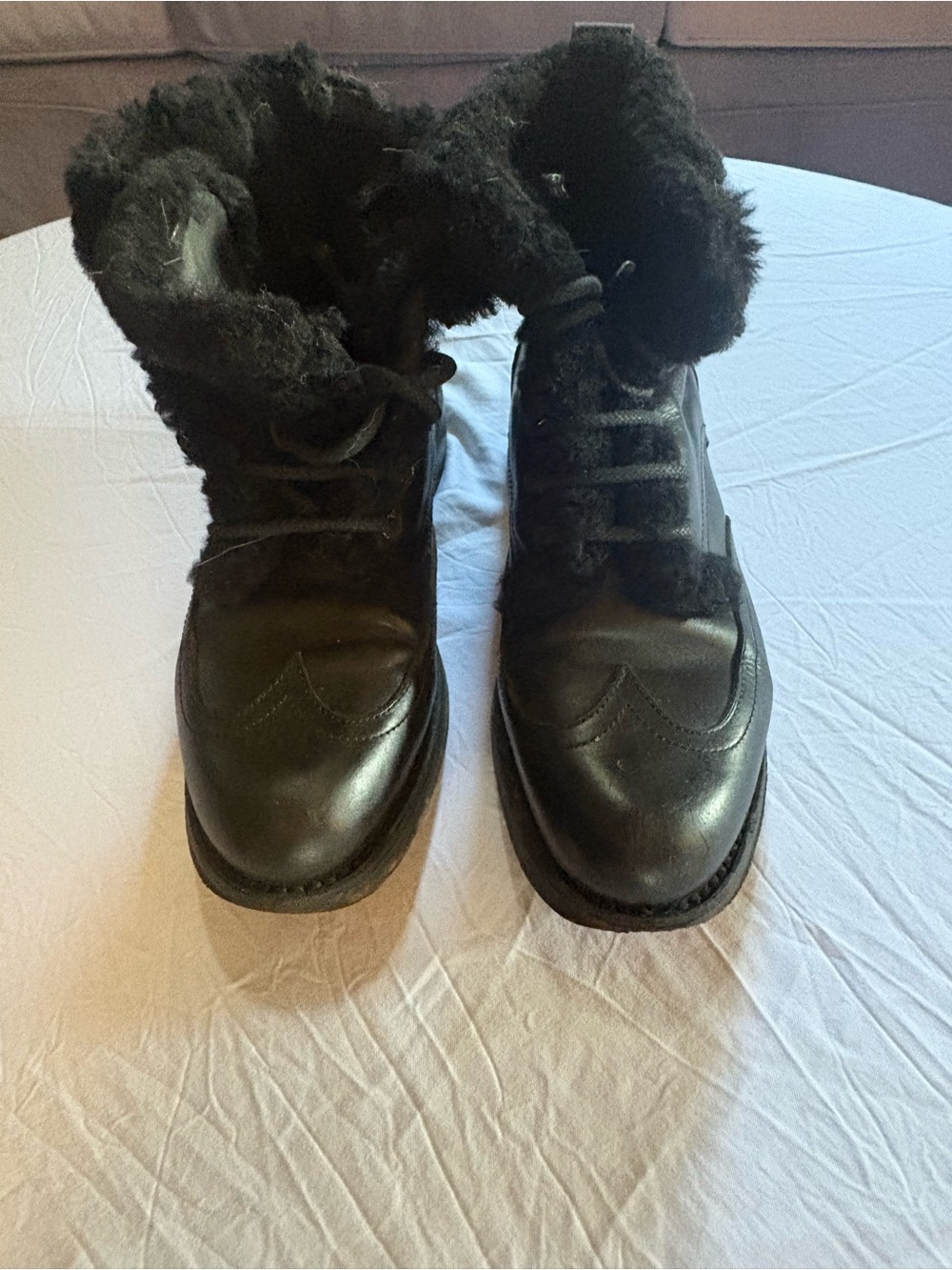 rag & bone Black Lace-Up Ankle Boots with Shearling Lining - GORGEOUS